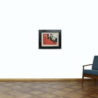 Herr mit Schoßhündchen im Café