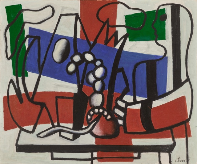 Nature morte en rouge et bleu