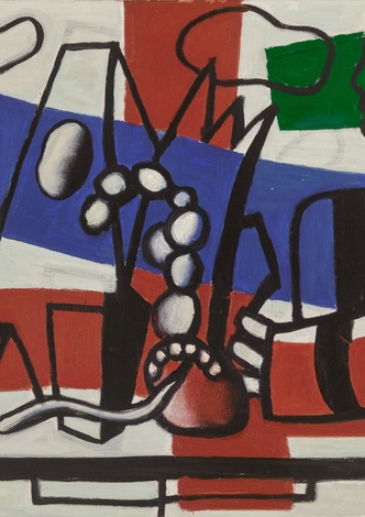 Nature morte en rouge et bleu